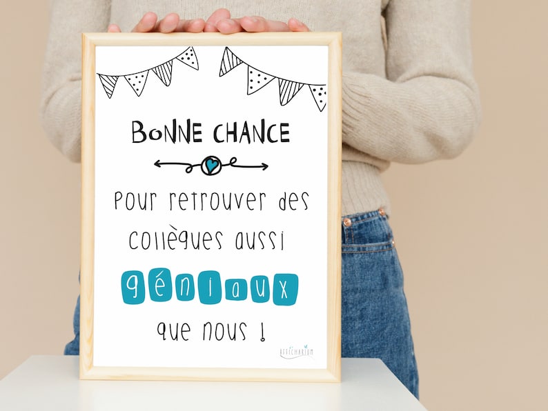Carte humour pour départ de collègue "bonne chance..." | Carte amitié collègue | Carte au revoir | Téléchargement immédiat | À IMPRIMER image 6