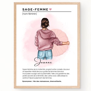 Affiche SAGE-FEMME libérale personnalisée | Portrait sage-femme | Cadeau anniversaire sage-femme | Téléchargement en 24 H | À IMPRIMER