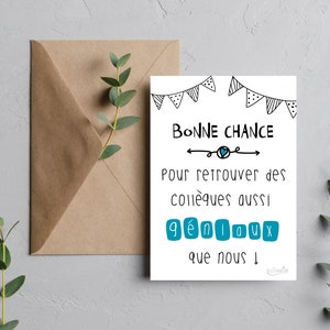 Carte humour pour départ de collègue "bonne chance..." | Carte amitié collègue | Carte au revoir | Téléchargement immédiat | À IMPRIMER image 5