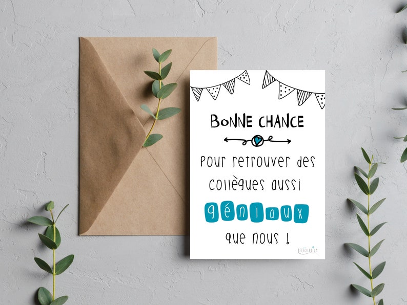 Carte humour pour départ de collègue "bonne chance..." | Carte amitié collègue | Carte au revoir | Téléchargement immédiat | À IMPRIMER image 5