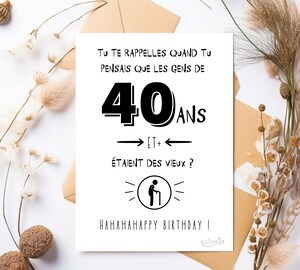 Carte Anniversaire 40 Ans - Carte De Vœux Personnalisable, Papier Kraft 280g - Cadeau Pour Femme Ou Homme
