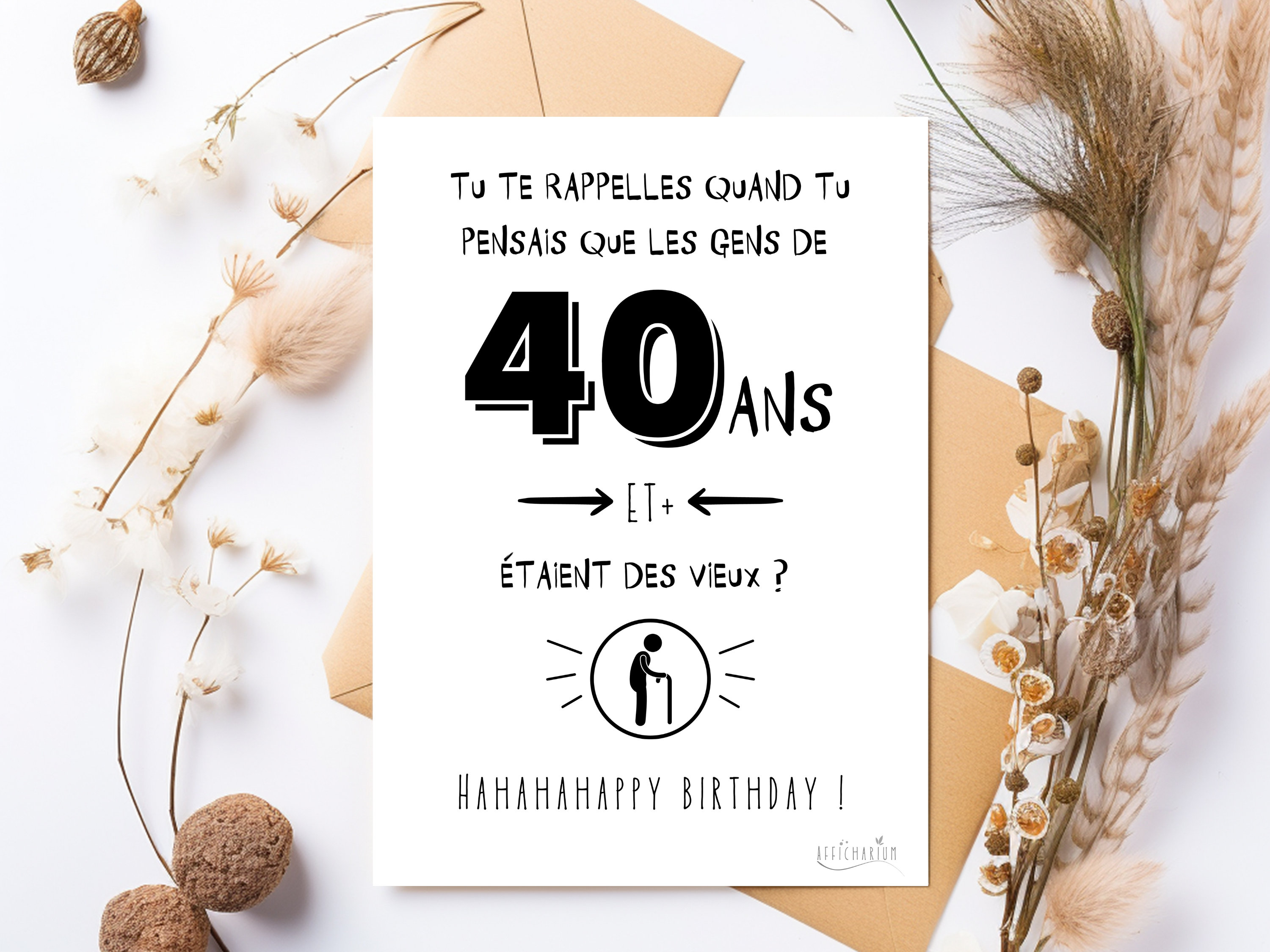 General Carte D'Anniversaire 40 Ans Pour Femme – Papillons, Ballons Et