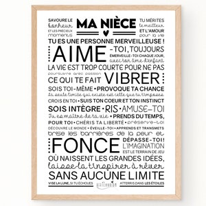 Affiche MA NIÈCE inspirante et motivante | Cadeau de tata / tonton pour sa nièce | Téléchargement immédiat | À imprimer