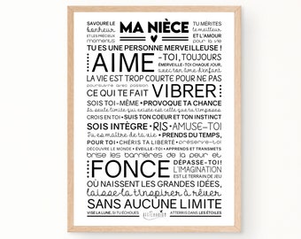 Affiche MA NIÈCE inspirante et motivante | Cadeau de tata / tonton pour sa nièce | Téléchargement immédiat | À imprimer