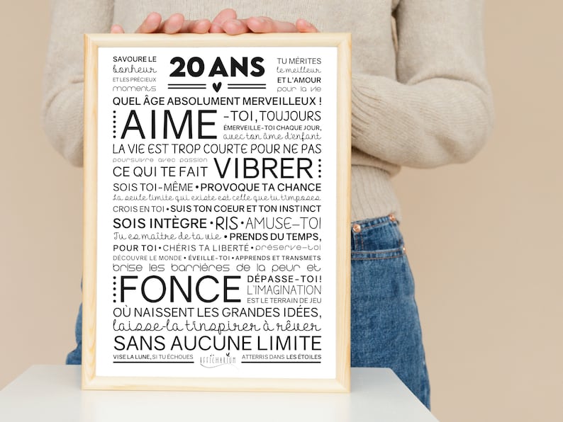 Affiche inspirante et motivante pour anniversaire 20 ans cadeau 20 ans affiche murale de mots Téléchargement immédiat À IMPRIMER image 5