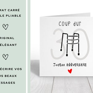 Carte anniversaire 30 ans "coup dur" déambulateur | carte humour anniversaire 30 ans femme / homme | Téléchargement immédiat | À IMPRIMER image 4