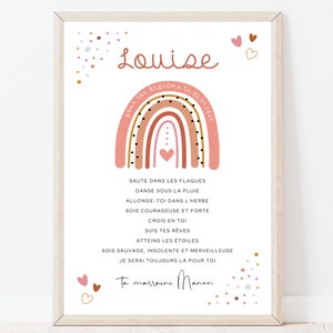 Cadeau de baptême personnalisable pour filleule de la marraine ou du parrain | Affiche baptême fille | Téléchargement sous 24 H | À IMPRIMER