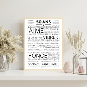 Affiche inspirante et motivante pour anniversaire 50 ans cadeau 50 ans affiche murale de mots Téléchargement immédiat À IMPRIMER image 3