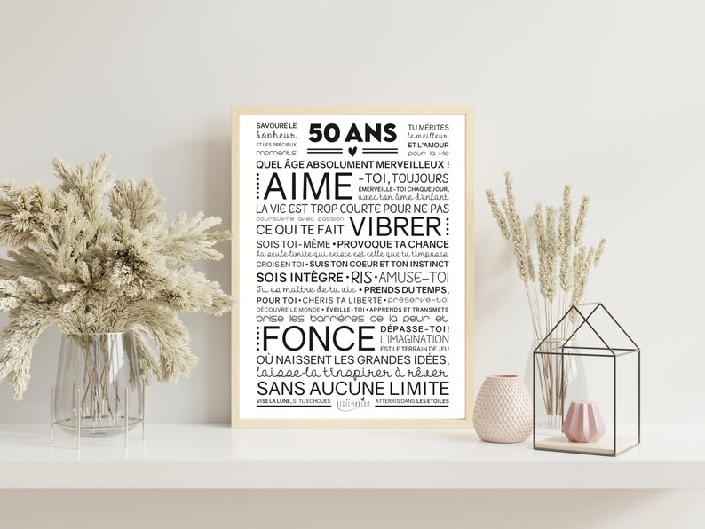 Affiche inspirante et motivante pour anniversaire 50 ans cadeau 50 ans affiche murale de mots Téléchargement immédiat À IMPRIMER image 3