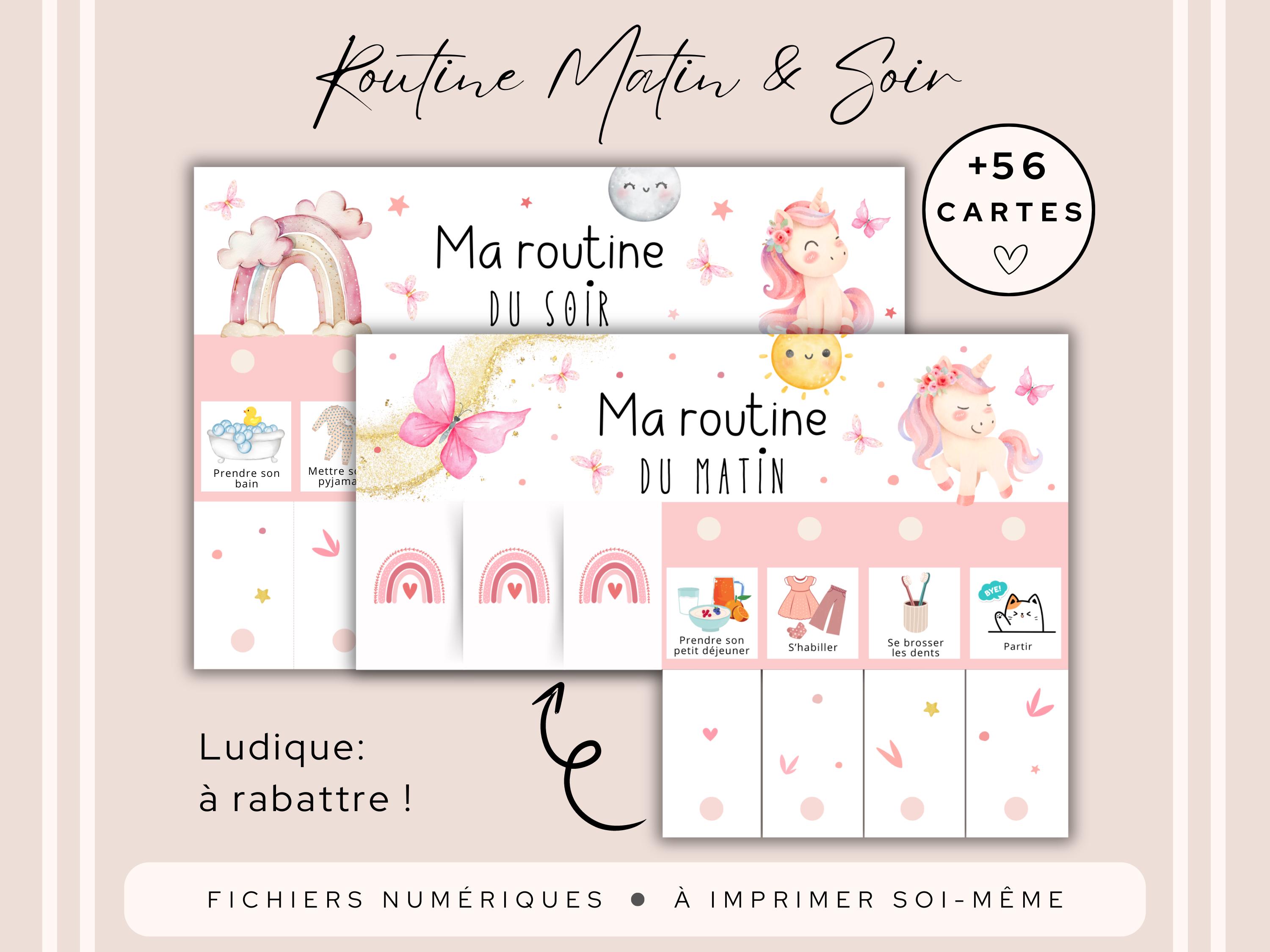 Routine enfant matin et soir licornes | Planning rituel enfant montessori fille ou garçon | Apprentissage autonomie | À IMPRIMER SOI MÊME