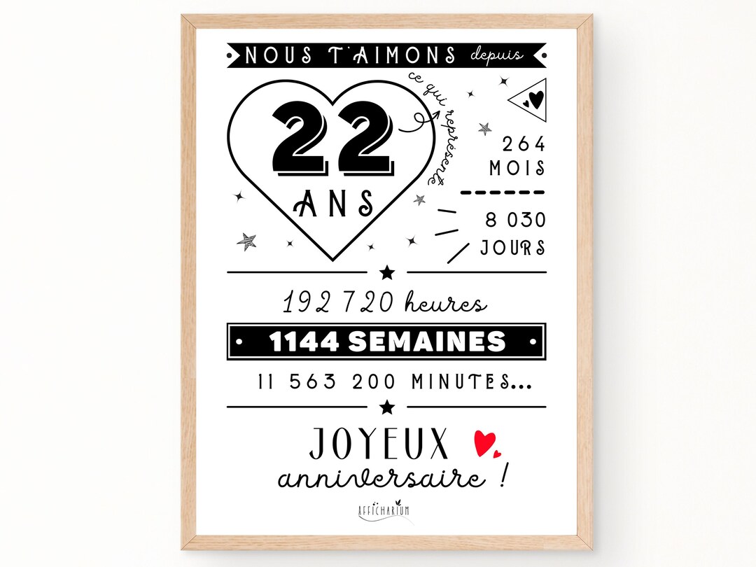 T-Shirt Anniversaire 22 Ans “The Queen Is 22” – Cadeau Drôle Pour Elle – Coupe Classique – Idée Fête