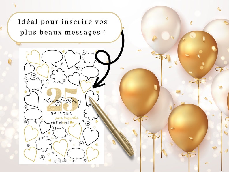 Affiche anniversaire 25 raisons pour lesquelles on t'adore, cadeau 25 ans, carte message anniversaire, décoration fête anniversaire 25 ans 画像 2