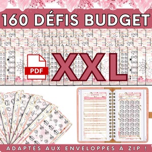 160 Défis budget et challenges épargne | PDF XXL de défis + trackers d'économies à télécharger et à imprimer | Adapté classeur budget A6/A5