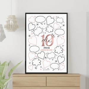 Affiche noire et rose anniversaire 10 ANS, Joyeux anniversaire , carte anniversaire 10 ans, déco anniversaire, livre d'or À IMPRIMER image 5