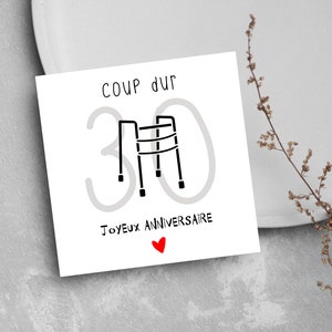 Carte anniversaire 30 ans "coup dur" déambulateur | carte humour anniversaire 30 ans femme / homme | Téléchargement immédiat | À IMPRIMER image 9