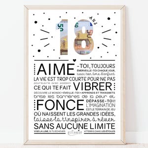 Cadeau d'argent anniversaire 18 ans original | Affiche surprise pour billets à offrir | Téléchargement immédiat | À IMPRIMER SOI MÊME