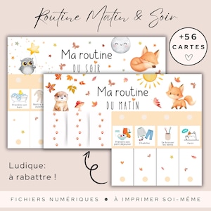 Routine enfant matin et soir avec renard et loutre | Planning rituel enfant garçon ou fille | Apprentissage autonomie | À IMPRIMER SOI MÊME