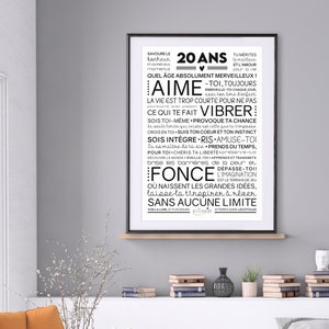 Affiche inspirante et motivante pour anniversaire 20 ans cadeau 20 ans affiche murale de mots Téléchargement immédiat À IMPRIMER image 2