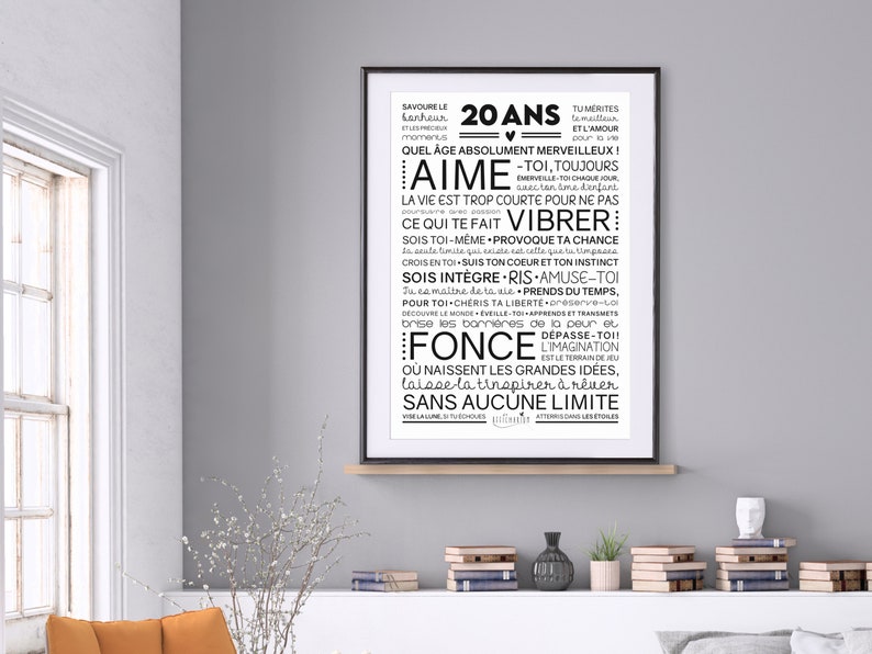 Affiche inspirante et motivante pour anniversaire 20 ans cadeau 20 ans affiche murale de mots Téléchargement immédiat À IMPRIMER image 2