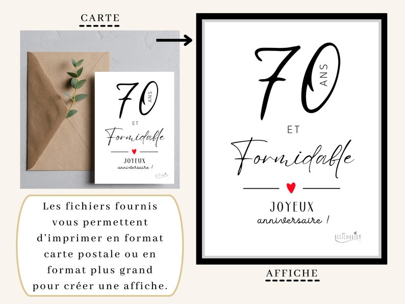 Carte 70 Ans Et Formidable Joyeux Anniversaire - Etsy