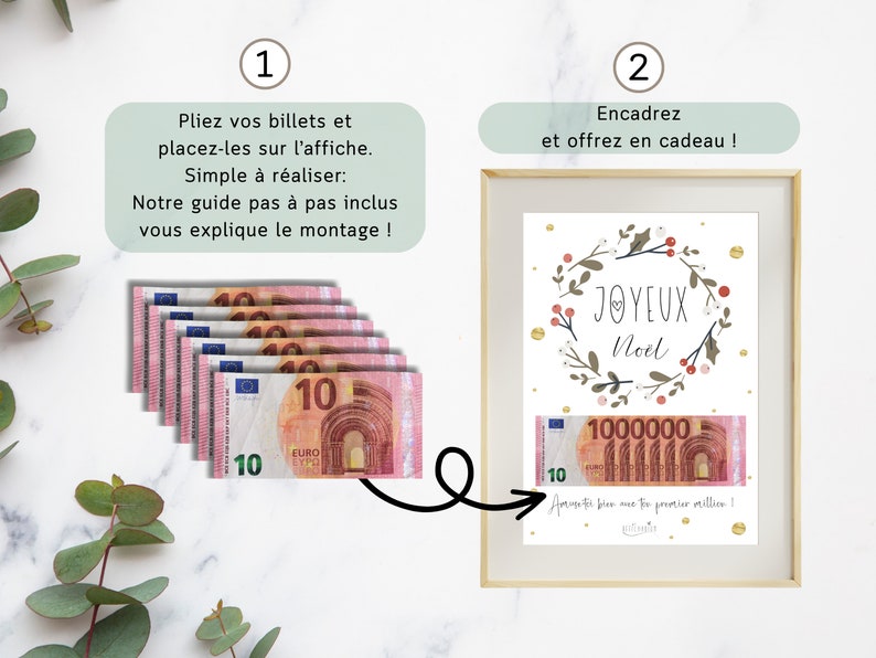 Cadeau de Noël argent, ton premier million, affiche message surprise pour billets à offrir, téléchargement immédiat À IMPRIMER image 4