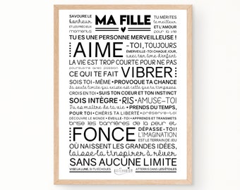 Affiche MA FILLE inspirante et motivante | cadeau d'anniversaire "ma fille" | affiche murale de mots | Téléchargement immédiat | À imprimer