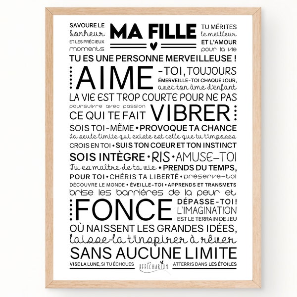 Affiche MA FILLE inspirante et motivante | cadeau d'anniversaire "ma fille" | affiche murale de mots | Téléchargement immédiat | À imprimer