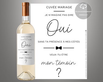 Étiquette vin témoin mariage | demande témoin mariage homme | annonce témoin mariage originale | Téléchargement immédiat | À IMPRIMER