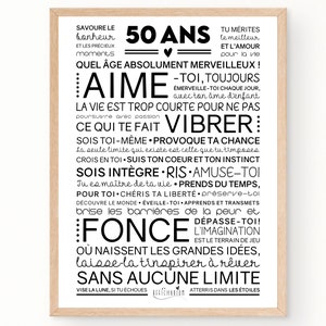 Affiche inspirante et motivante pour anniversaire 50 ans cadeau 50 ans affiche murale de mots Téléchargement immédiat À IMPRIMER image 1