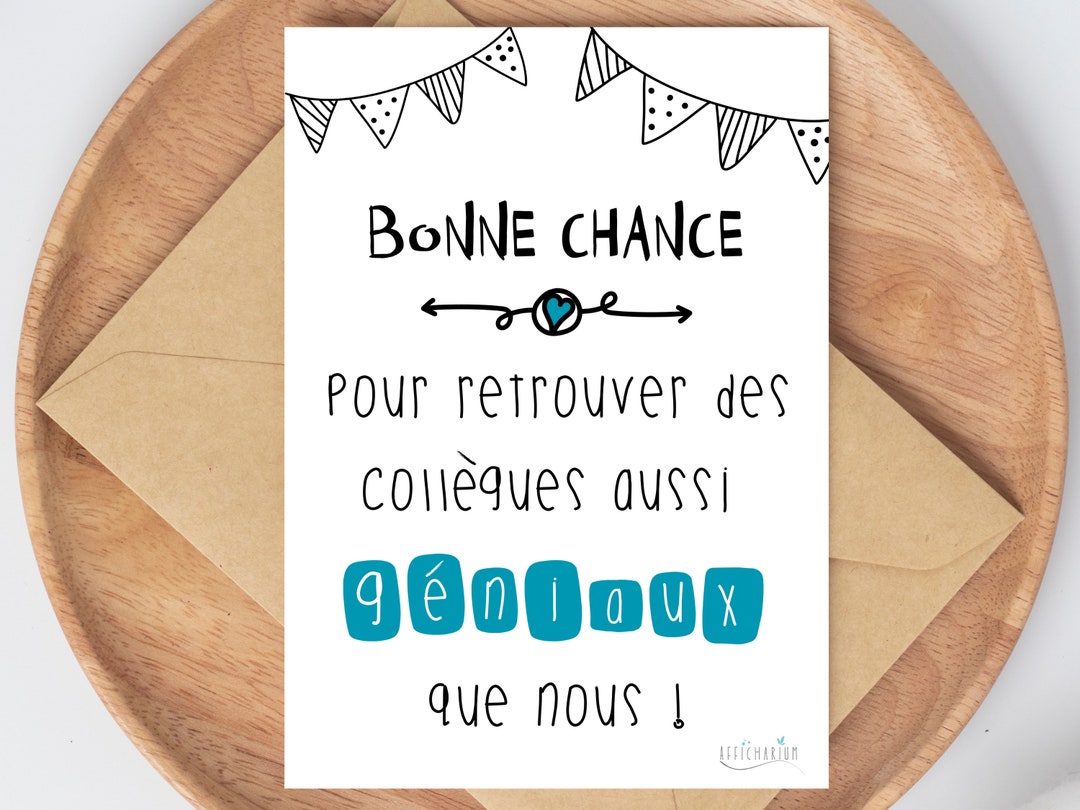 Carte humour pour départ de collègue bonne chance... Carte amitié collègue Carte au revoir
