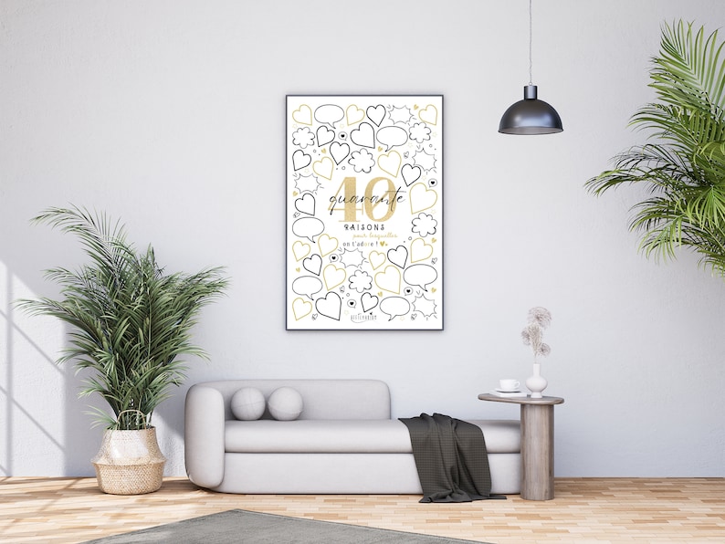 Affiche anniversaire 40 raisons pour lesquelles on t'adore, cadeau 40 ans, carte anniversaire, décoration anniversaire 40 ans À IMPRIMER immagine 5