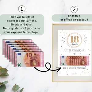 Cadeau 18 ans ton premier million, cadeau argent, affiche message surprise pour billets à offrir, téléchargement immédiat À IMPRIMER 画像 4