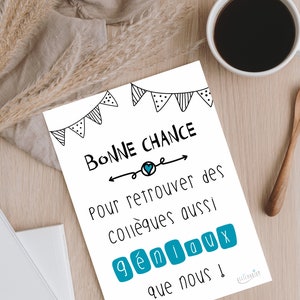 Carte humour pour départ de collègue "bonne chance..." | Carte amitié collègue | Carte au revoir | Téléchargement immédiat | À IMPRIMER image 7