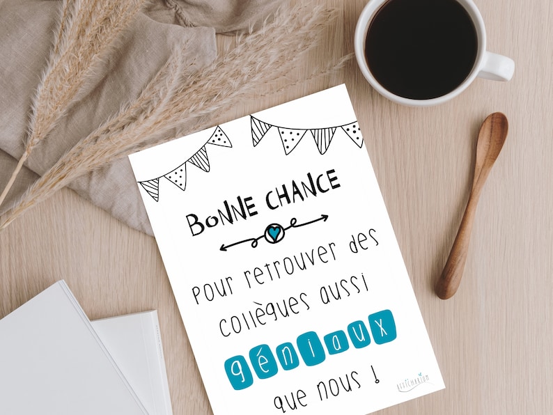 Carte humour pour départ de collègue "bonne chance..." | Carte amitié collègue | Carte au revoir | Téléchargement immédiat | À IMPRIMER image 7