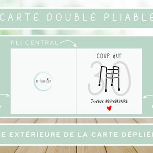 Carte anniversaire 30 ans "coup dur" déambulateur | carte humour anniversaire 30 ans femme / homme | Téléchargement immédiat | À IMPRIMER image 2