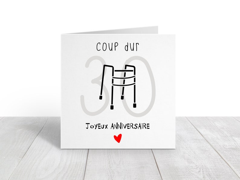 Carte anniversaire 30 ans "coup dur" déambulateur | carte humour anniversaire 30 ans femme / homme | Téléchargement immédiat | À IMPRIMER image 10