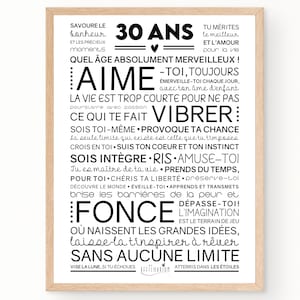 Affiche inspirante et motivante pour anniversaire 30 ans | cadeau 30 ans | affiche murale de mots | Téléchargement immédiat | À IMPRIMER