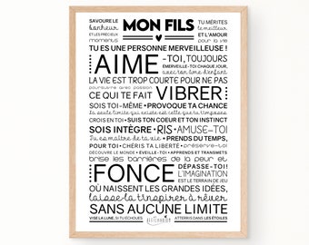 Affiche MON FILS inspirante et motivante | cadeau d'anniversaire "ma fille" | affiche murale de mots | Téléchargement immédiat | À imprimer