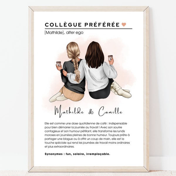 Cadeau collègue travail personnalisable | Affiche définition collègue | Cadeau anniversaire collègue | Téléchargement en 24 H | À IMPRIMER