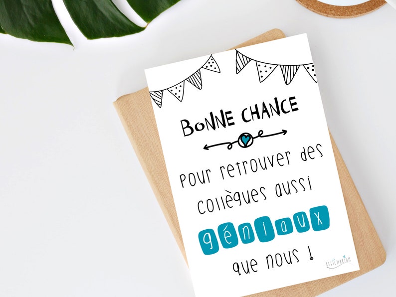 Carte humour pour départ de collègue "bonne chance..." | Carte amitié collègue | Carte au revoir | Téléchargement immédiat | À IMPRIMER image 4
