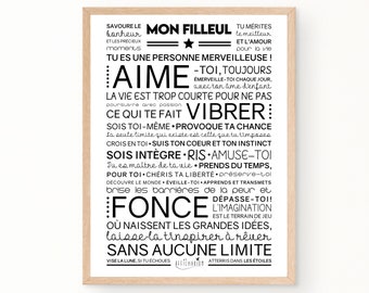 Affiche MON FILLEUL inspirante et motivante | Cadeau de parrain / marraine pour son filleul | Téléchargement immédiat | À imprimer