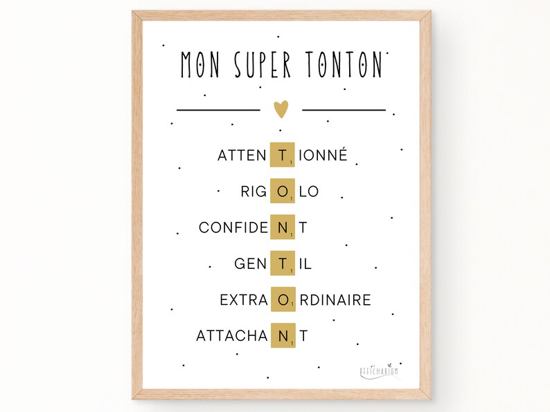 Affiche tonton scrabble cadeau tonton original pour anniversaire affiche définition tonton Téléchargement immédiat À IMPRIMER image 1