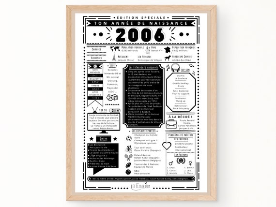 Journal De Naissance 2006 - Affiche Année De Naissance, Cadeau
