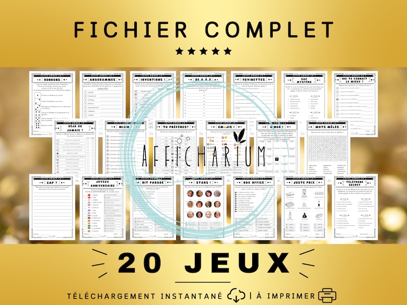 Année 1954 20 jeux d'anniversaire à imprimer, lot de jeux d'anniversaire 70 ans à imprimer réponses incluses Téléchargement immédiat image 2