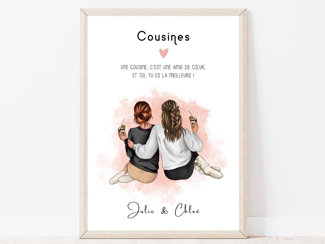 Cadeau Cousine Personnalisé Dessin Cousine Personnalisable Cadeau