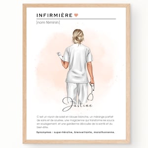 Cadeau infirmière personnalisé | Affiche / Portrait infirmière | Cadeau anniversaire infirmière | Téléchargement en 24 H | À IMPRIMER