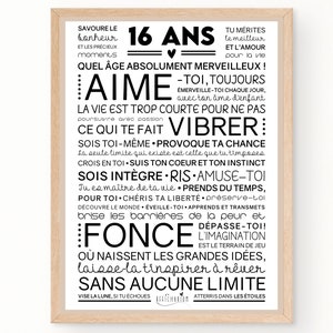 Affiche de motivation inspirante pour anniversaire 16 ans | cadeau 16 ans | affiche murale de mots | Téléchargement immédiat | À IMPRIMER