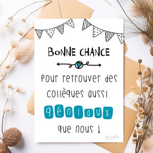Carte humour pour départ de collègue "bonne chance..." | Carte amitié collègue | Carte au revoir | Téléchargement immédiat | À IMPRIMER image 3