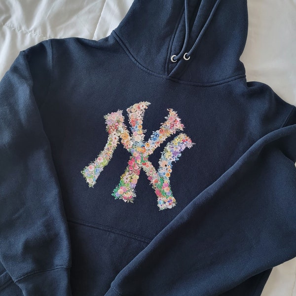 Flower New York Hoodie, New York Hoodie, NY Hoodie, NYC, Baseball Hoodie, Baseball Gift, Baseball Fan, Flower Logo, New York Flower