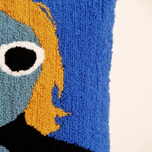 Kurt Cobain Pillow Case 40x40, Loop Pile Tufted, Hand Tufted Pillow Cover image 4